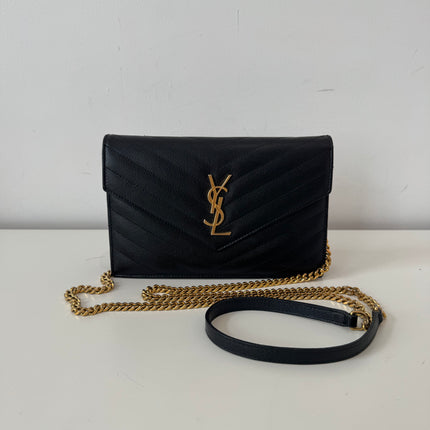 Sac Saint Laurent cassandre enveloppe chain Wallet noir