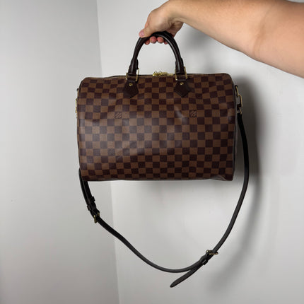 Sac Louis Vuitton Speedy 35 bandoulière damier ébène