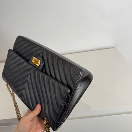 Sac Chanel 2.55 Chevrons 28cm Gris Irisé