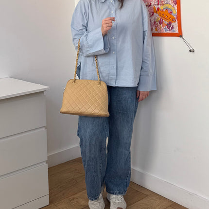 Sac Chanel shopping épaule beige