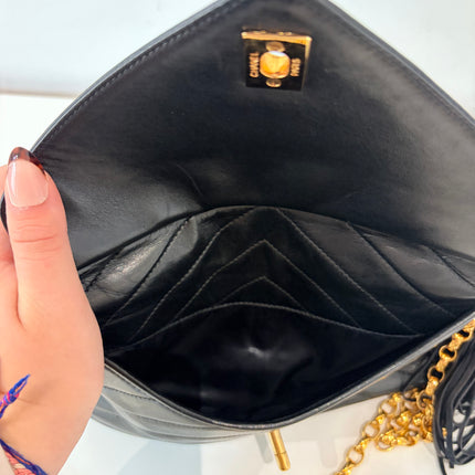 Sac Chanel Caméra Chevrons noir