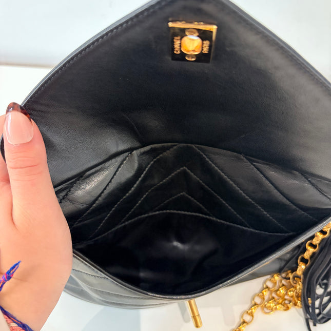 Sac Chanel Caméra Chevrons noir