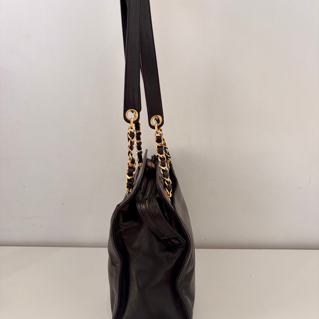 Sac Cabas Chanel CC dark brown épaule