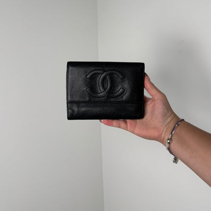 Portefeuille Chanel CC Caviar noir