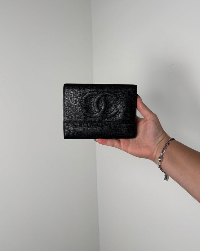 Portefeuille Chanel CC Caviar noir