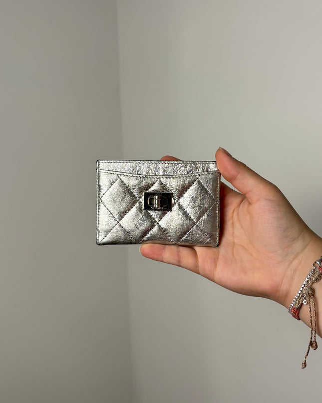 Porte cartes Chanel argent