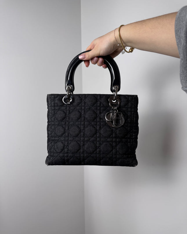 Sac Lady Dior Medium Tissu Jean Noir Dior