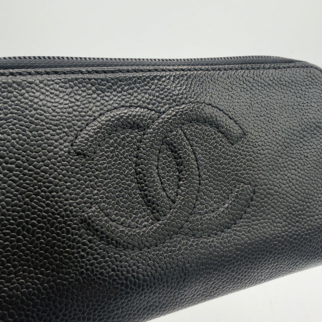 Portefeuille Chanel cuir grainé noir