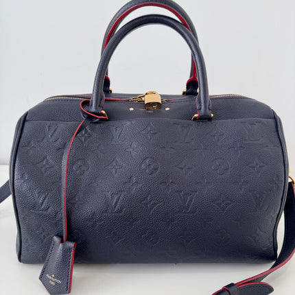 Sac Louis Vuitton Speedy 30 Bandoulière Cuir Empreinte Marine