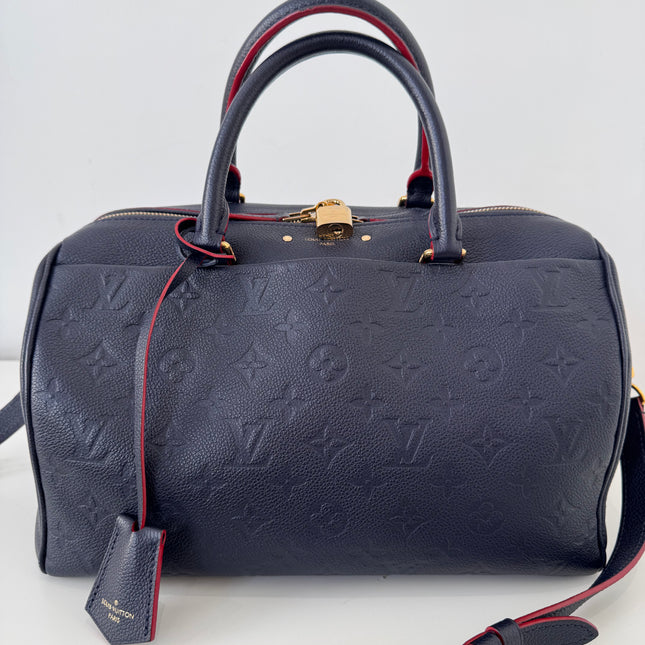 Sac Louis Vuitton Speedy 30 Bandoulière Cuir Empreinte Marine