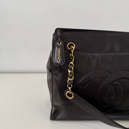 Sac Cabas Chanel CC dark brown épaule