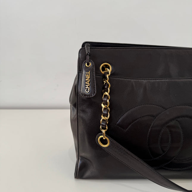 Sac Cabas Chanel CC dark brown épaule