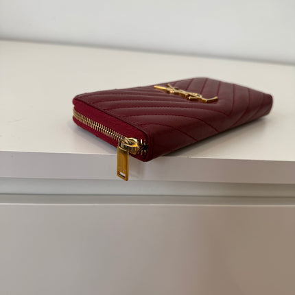 Portefeuille Saint Laurent Cassandre zip Bordeaux