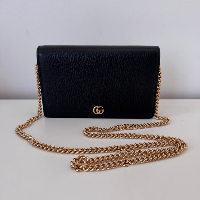 Sac Gucci Wallet on chain GG Marmont noir