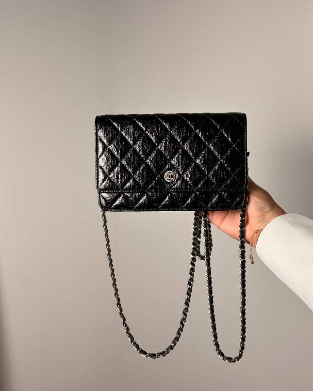 Sac Chanel Wallet on chain noir vernis