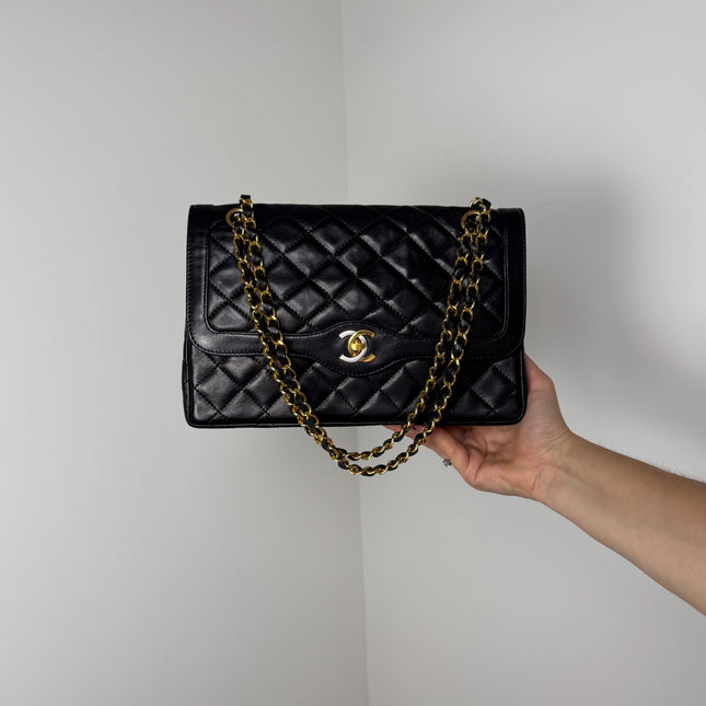Sac Chanel vintage Fermoir bicolore noir