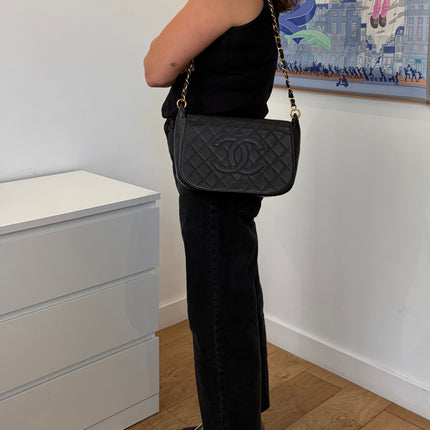 Sac Chanel Hobo bandoulière Cuir Caviar noir