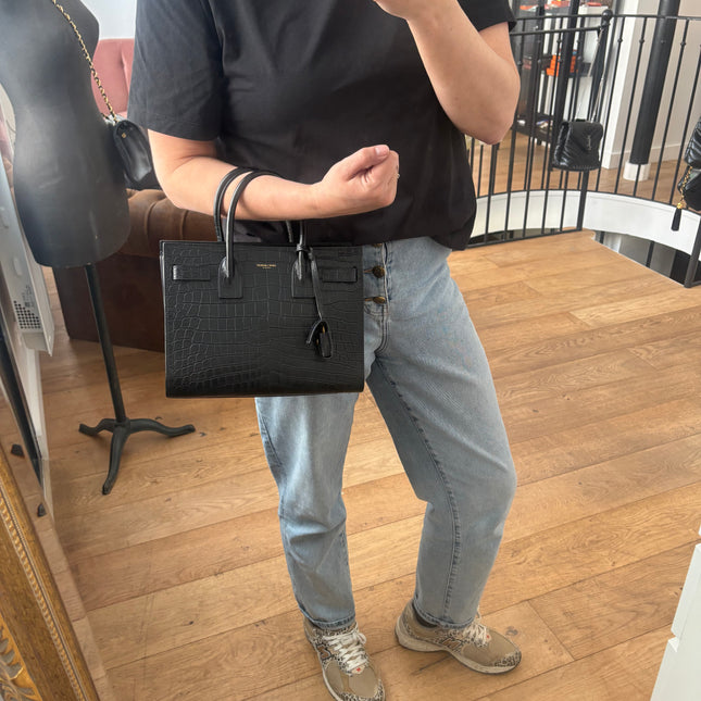 Sac de jour Saint Laurent embossé crocodile baby