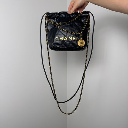 Sac chanel mini 22 cuir noir bandoulière