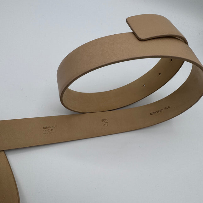 Ceinture Chanel cuir Beige