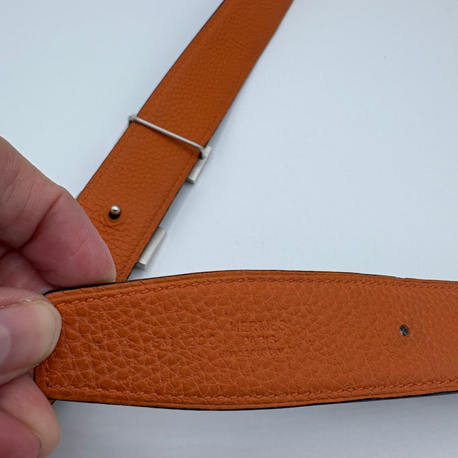 Boucle de ceinture Hermes + cuir de ceinture réversible 32mm