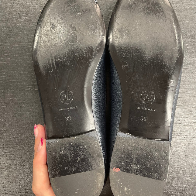 Ballerines Chanel bleues Metalisees T39