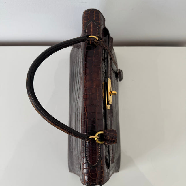 Sac Hermès Kelly 32 Crocodile Chocolat