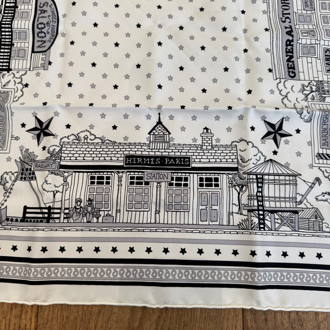 Bandana 55 Hermès Paris Station Blanc