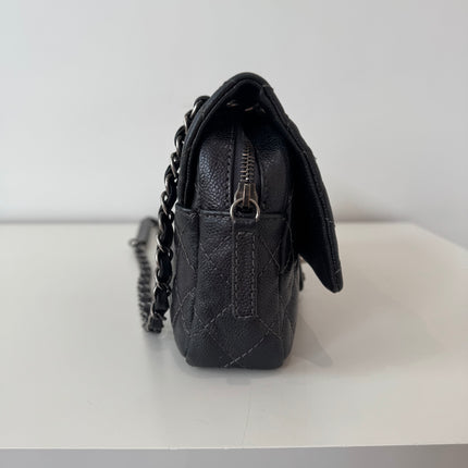 Sac Chanel single flap souple gris métallisé