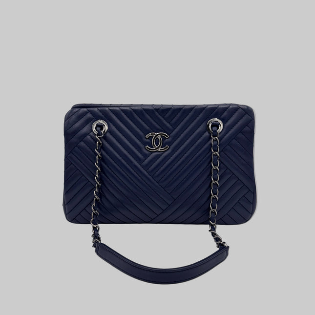 Sac Chanel Cabas Chevrons Bleu Marine