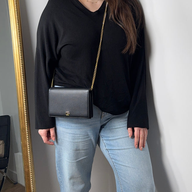 Sac Gucci Wallet on chain GG Marmont noir
