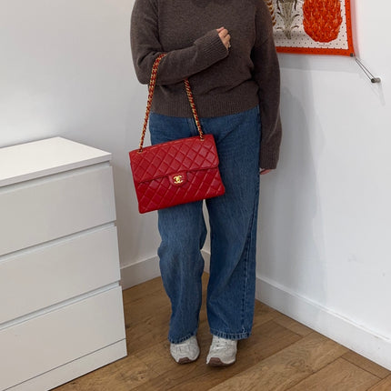 Sac Chanel Maxi timeless Double vintage Rouge