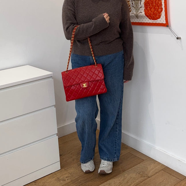 Sac Chanel Maxi timeless Double vintage Rouge
