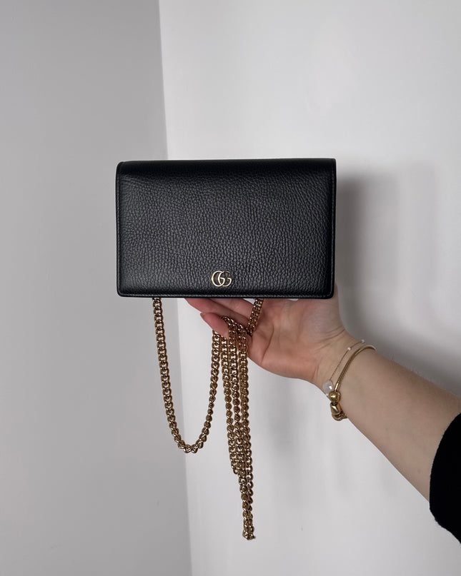 Sac Gucci Wallet on chain GG Marmont noir