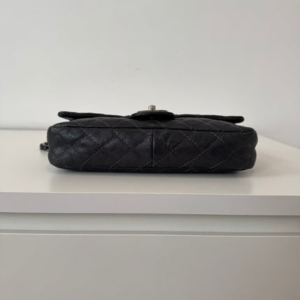 Sac Chanel single flap souple gris métallisé