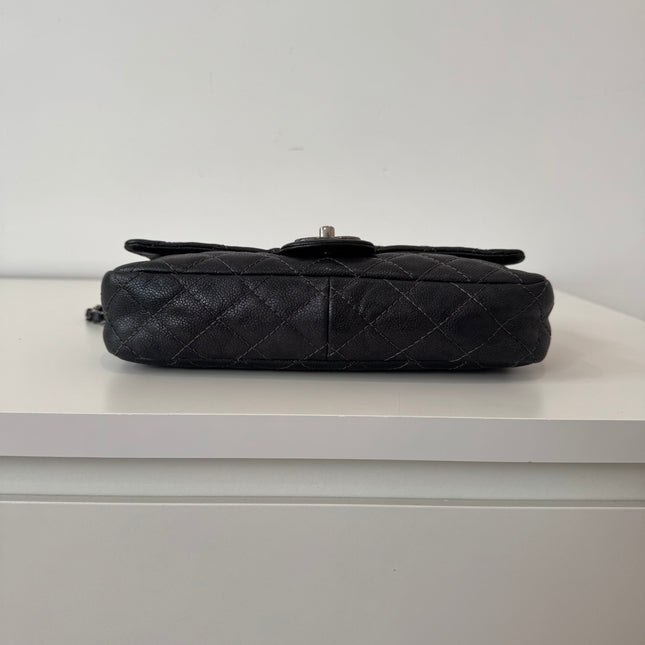 Sac Chanel single flap souple gris métallisé