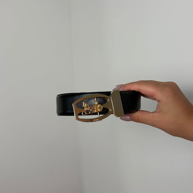 Ceinture Celine cuir noir Calèche T100