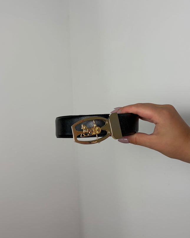 Ceinture Celine cuir noir Calèche T100