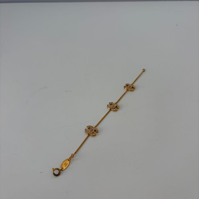 Bracelet Chanel Triple CC plaqué or & strass