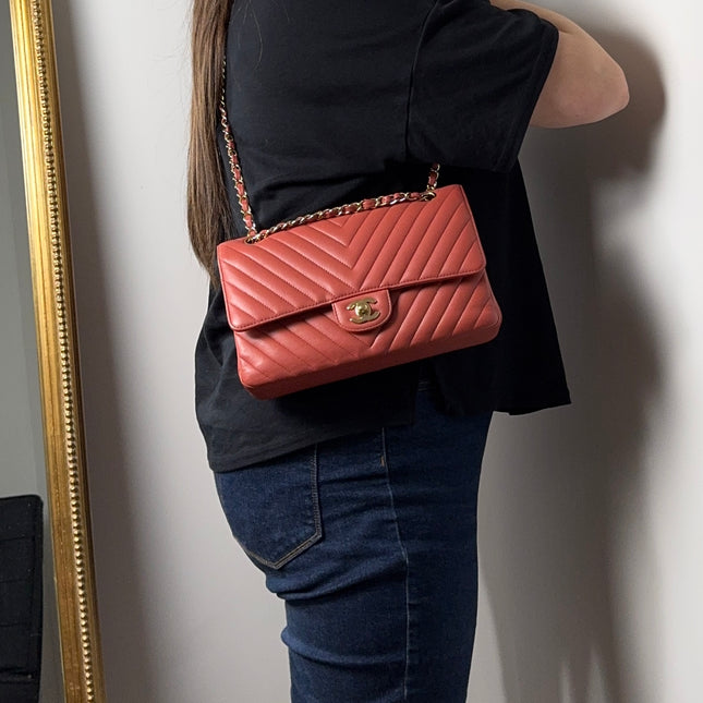 Sac Chanel Timeless 25 cm Chevrons Blush