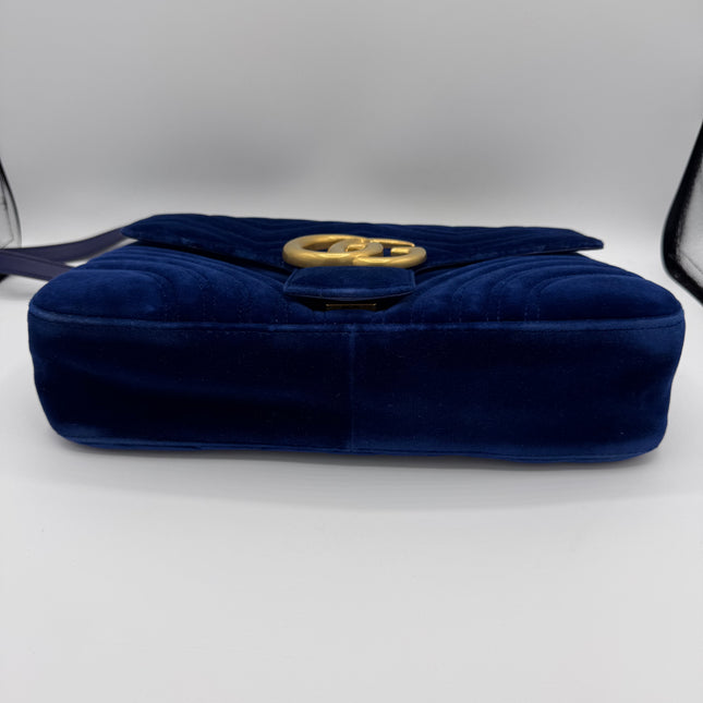 Sac Gucci Grand GG Marmont Velours Bleu