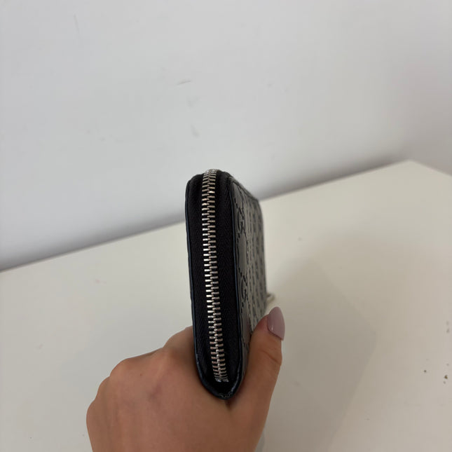 Portefeuille Gucci GG zippé cuir noir