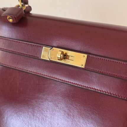 Sac Hermès Kelly 32 box Bordeaux