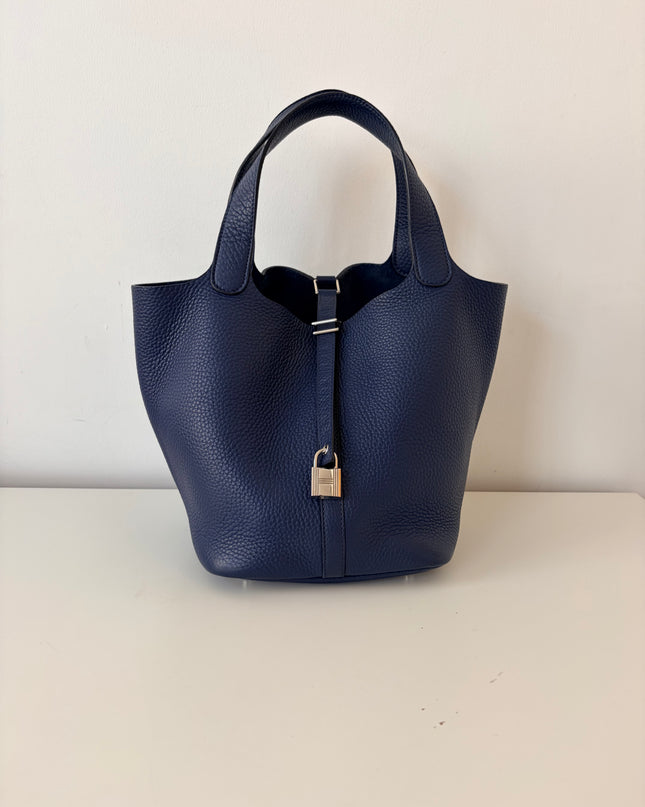 Sac Hermès Picotin 22 bleu marine