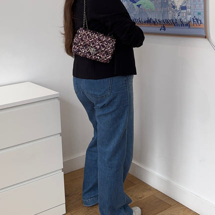 Mini sac classique Chanel Sequins Violet