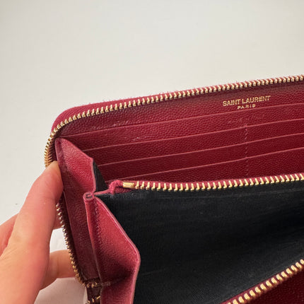Portefeuille Saint Laurent Cassandre zip Bordeaux