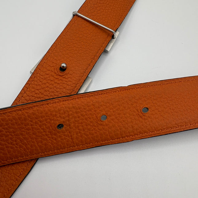 Boucle de ceinture Hermes + cuir de ceinture réversible 32mm
