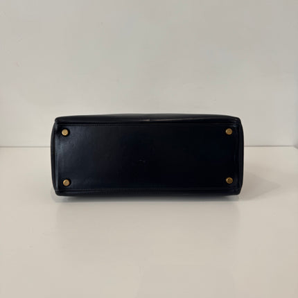 Sac Hermès Kelly 28 Cuir box Marine
