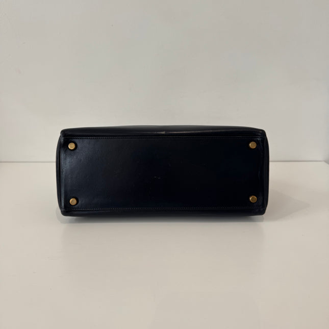 Sac Hermès Kelly 28 Cuir box Marine
