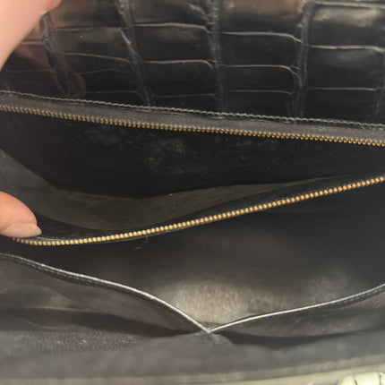 Sac Kelly 32 Cuir Croco Noir Hermès